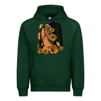 Forest Green Gold roses afro woman Urban Hoodie - RanaPortraitStore