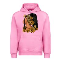 Fuchsia Pink Gold roses afro woman Urban Hoodie - RanaPortraitStore