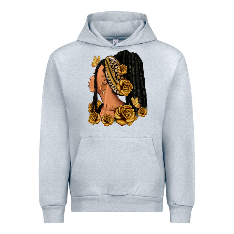 Gold Roses Afro Woman Urban Hoodie by RanaPortraitStore | Teevron