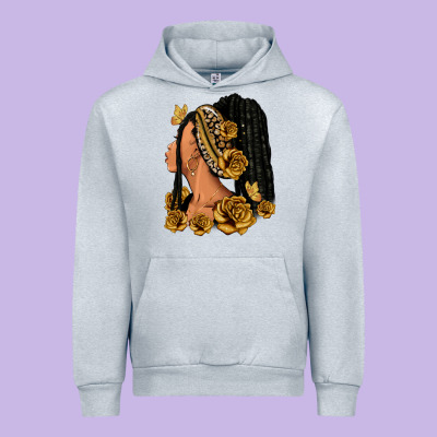 Urban Hoodie Gold roses afro woman