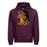 Mauve Wine Gold roses afro woman Urban Hoodie - RanaPortraitStore