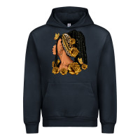 Navy Gold roses afro woman Urban Hoodie - RanaPortraitStore