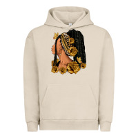 Pigment French Oak Gold roses afro woman Urban Hoodie - RanaPortraitStore