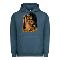 Pigment Midnight Navy Gold roses afro woman Urban Hoodie - RanaPortraitStore