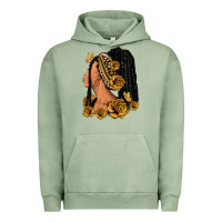 Pigment Oil Green Gold roses afro woman Urban Hoodie - RanaPortraitStore