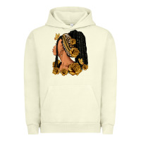 Pigment Pistachio Gold roses afro woman Urban Hoodie - RanaPortraitStore