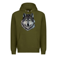 Army Green Wolf Premium Hoodie - RanaPortraitStore
