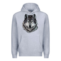 Heather Grey Wolf Premium Hoodie - RanaPortraitStore