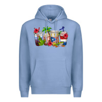 Colony Blue puerto rico coffee cups Premium Hoodie - texasbilliewilder