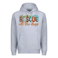 Heather Grey rescue all the dogs Premium Hoodie - texasbilliewilder