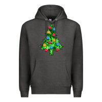 Charcoal Heather sequin's christmas tree Premium Hoodie - Zillion Design Studio