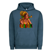 Pigment Midnight Navy Juneteenth freedom afro woman Urban Hoodie - RanaPortraitStore