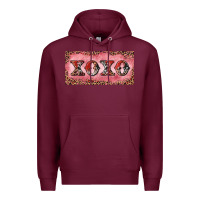 Burgundy Xoxo cowhide and leopard Premium Hoodie - RanaPortraitStore