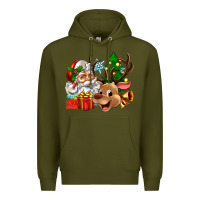 Army Green santa and reindeer Premium Hoodie - Zillion Design Studio