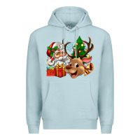 Blue Mist santa and reindeer Premium Hoodie - Zillion Design Studio