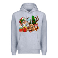 Heather Grey santa and reindeer Premium Hoodie - Zillion Design Studio