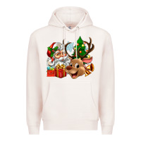 Pale Pink santa and reindeer Premium Hoodie - Zillion Design Studio
