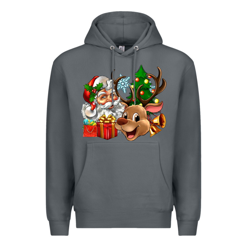 Santa And Reindeer Premium Hoodie by Zillion Design Studio | Teevron