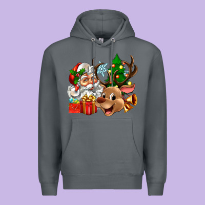 Premium Hoodie santa and reindeer