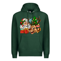 Sports Green santa and reindeer Premium Hoodie - Zillion Design Studio