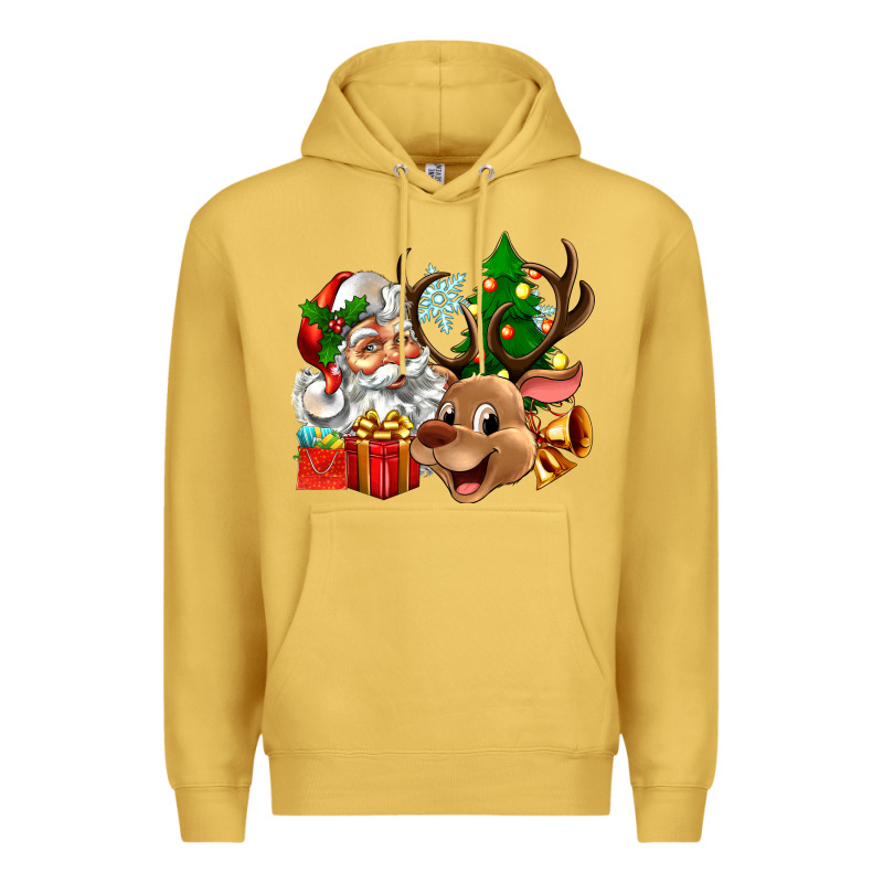 Santa And Reindeer Premium Hoodie by Zillion Design Studio | Teevron
