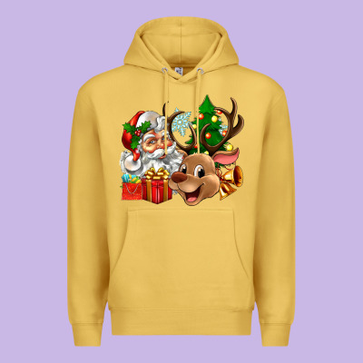 Premium Hoodie santa and reindeer