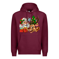 Burgundy santa and reindeer Premium Hoodie - Zillion Design Studio