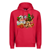 Cardinal santa and reindeer Premium Hoodie - Zillion Design Studio