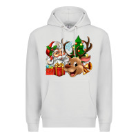 Dove Grey santa and reindeer Premium Hoodie - Zillion Design Studio