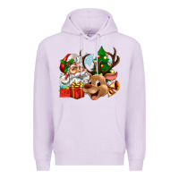 Lilac santa and reindeer Premium Hoodie - Zillion Design Studio