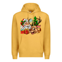 Mustard santa and reindeer Premium Hoodie - Zillion Design Studio