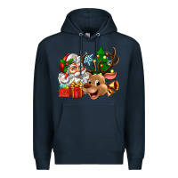 Navy santa and reindeer Premium Hoodie - Zillion Design Studio