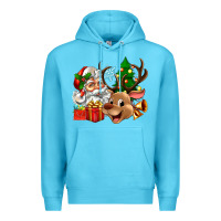 Ocean Blue santa and reindeer Premium Hoodie - Zillion Design Studio