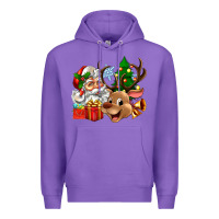 Purple santa and reindeer Premium Hoodie - Zillion Design Studio