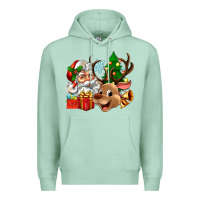 Seafoam santa and reindeer Premium Hoodie - Zillion Design Studio