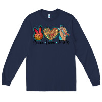 Navy peace love nails Long Sleeve Tee - BarkalooDesign
