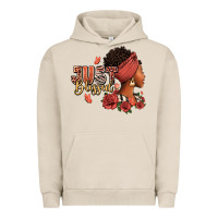 Pigment French Oak Just blessed afro woman with roses Urban Hoodie - RanaPortraitStore