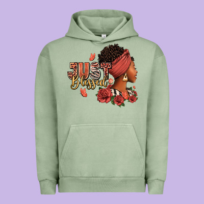 Urban Hoodie Just blessed afro woman with roses