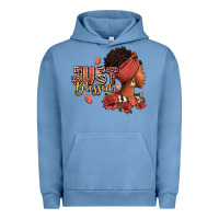 Pigment Pebble Blue Just blessed afro woman with roses Urban Hoodie - RanaPortraitStore