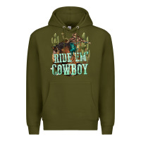 Army Green ride em cowboy Premium Hoodie - texasbilliewilder