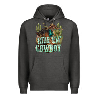 Charcoal Heather ride em cowboy Premium Hoodie - texasbilliewilder