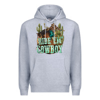 Heather Grey ride em cowboy Premium Hoodie - texasbilliewilder
