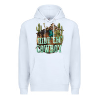 White ride em cowboy Premium Hoodie - texasbilliewilder