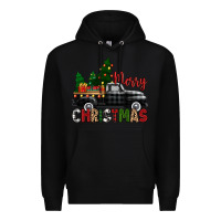 Black merry christmas with black truck Premium Hoodie - Zillion Design Studio