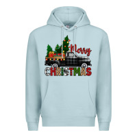 Blue Mist merry christmas with black truck Premium Hoodie - Zillion Design Studio