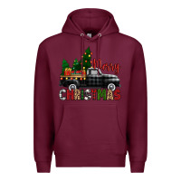 Burgundy merry christmas with black truck Premium Hoodie - Zillion Design Studio