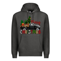 Charcoal Heather merry christmas with black truck Premium Hoodie - Zillion Design Studio