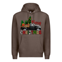 Coffee merry christmas with black truck Premium Hoodie - Zillion Design Studio