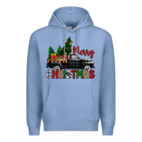 Colony Blue merry christmas with black truck Premium Hoodie - Zillion Design Studio