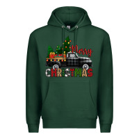Sports Green merry christmas with black truck Premium Hoodie - Zillion Design Studio